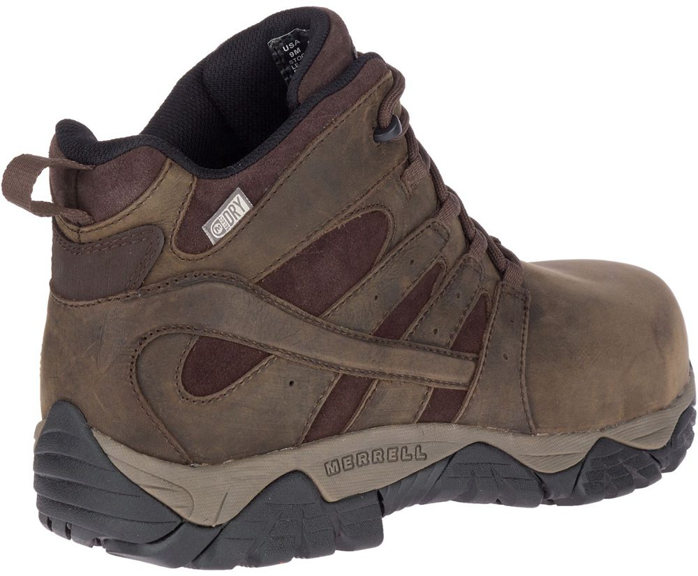 Merrell Boots Brown - Moab Vertex Mid Leather Waterproof Comp Toe Wide Width - Mens 83YIAGXNL